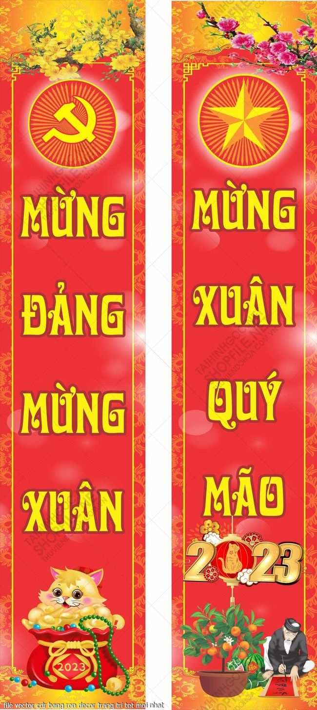 file vector cdr bang ron decor trang tri tet moi nhat